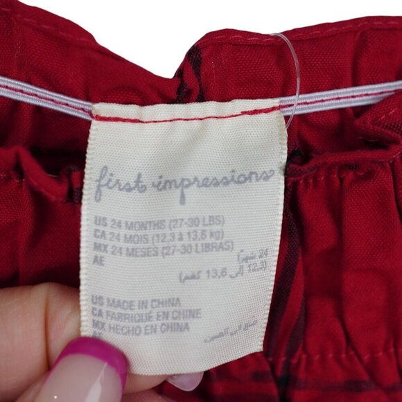 NWT First Impressions Toddler Girls Plaid Long Sleeve Peplum Top Christmas Red 2 - Picture 2 of 5